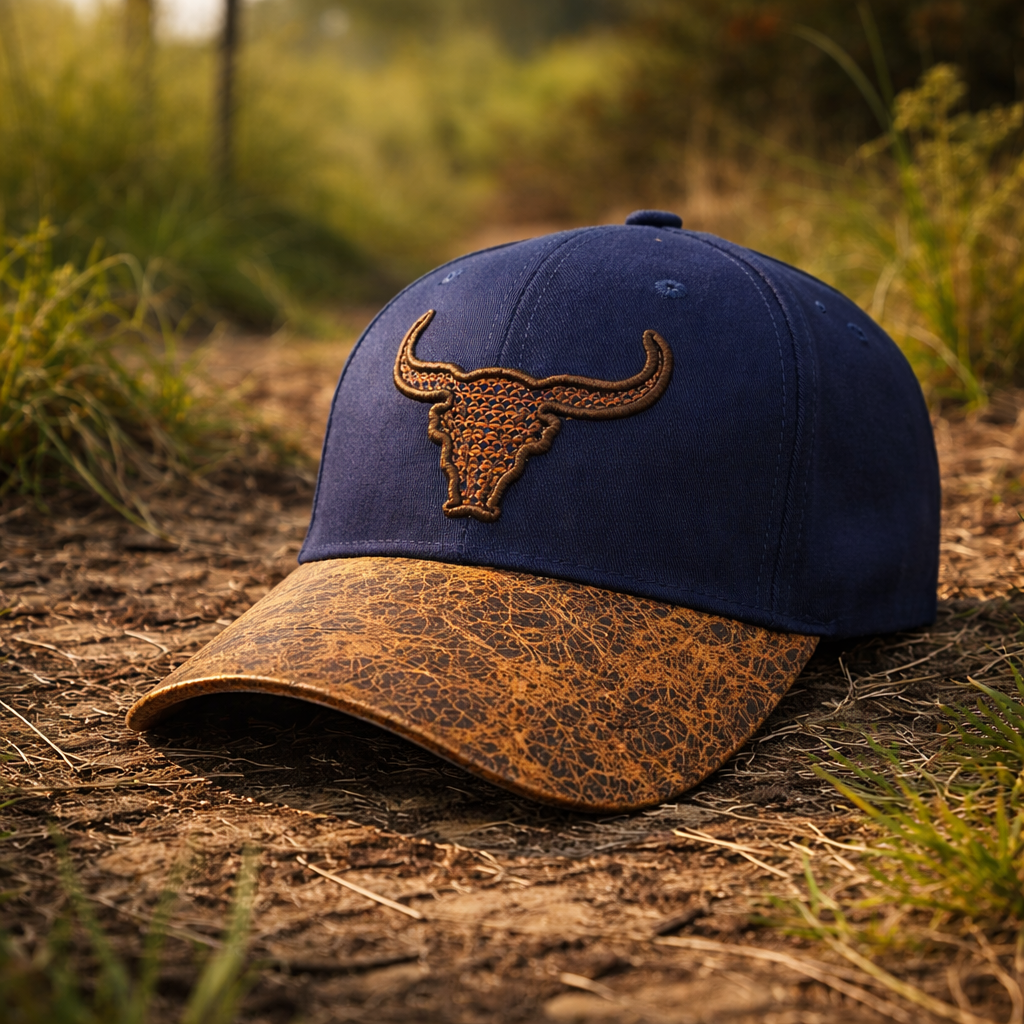 Blue Western Bull  Cap