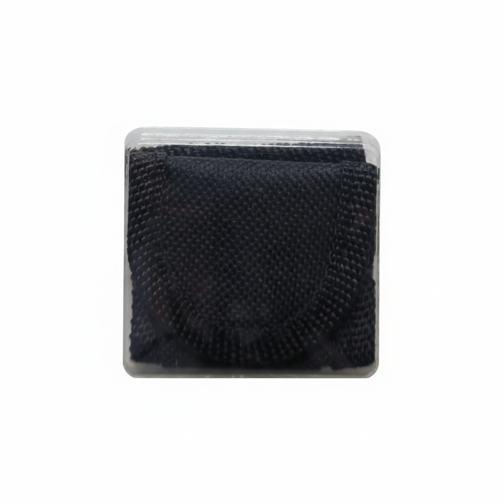 Black mesh filter in packaging on a white background