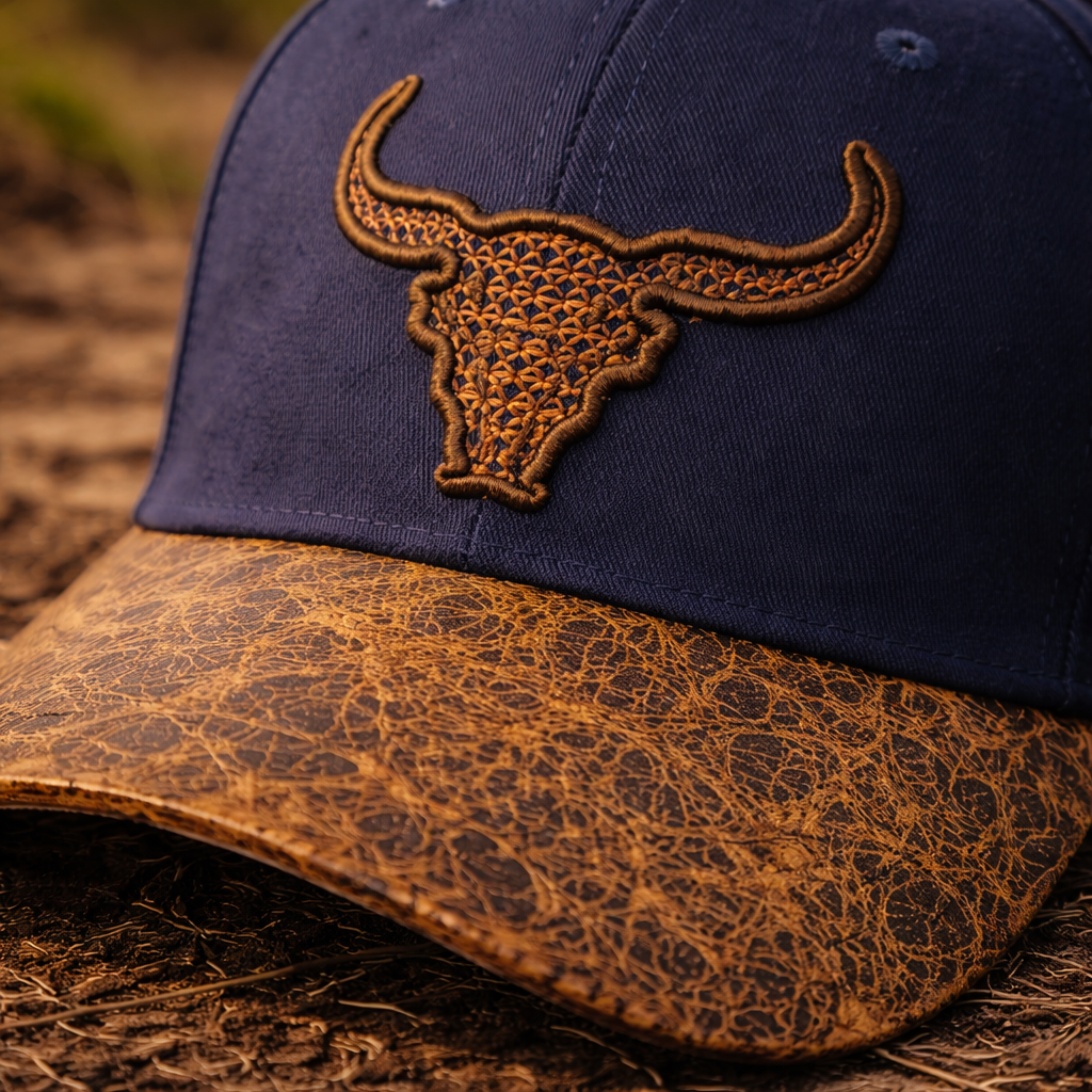 Blue Western Bull  Cap