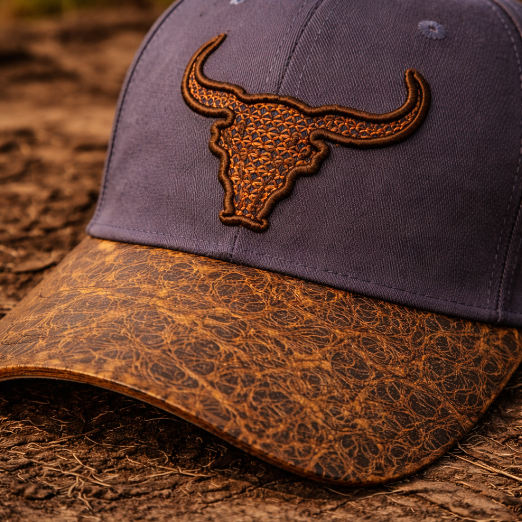 Grey-Purple Western Bull Cap