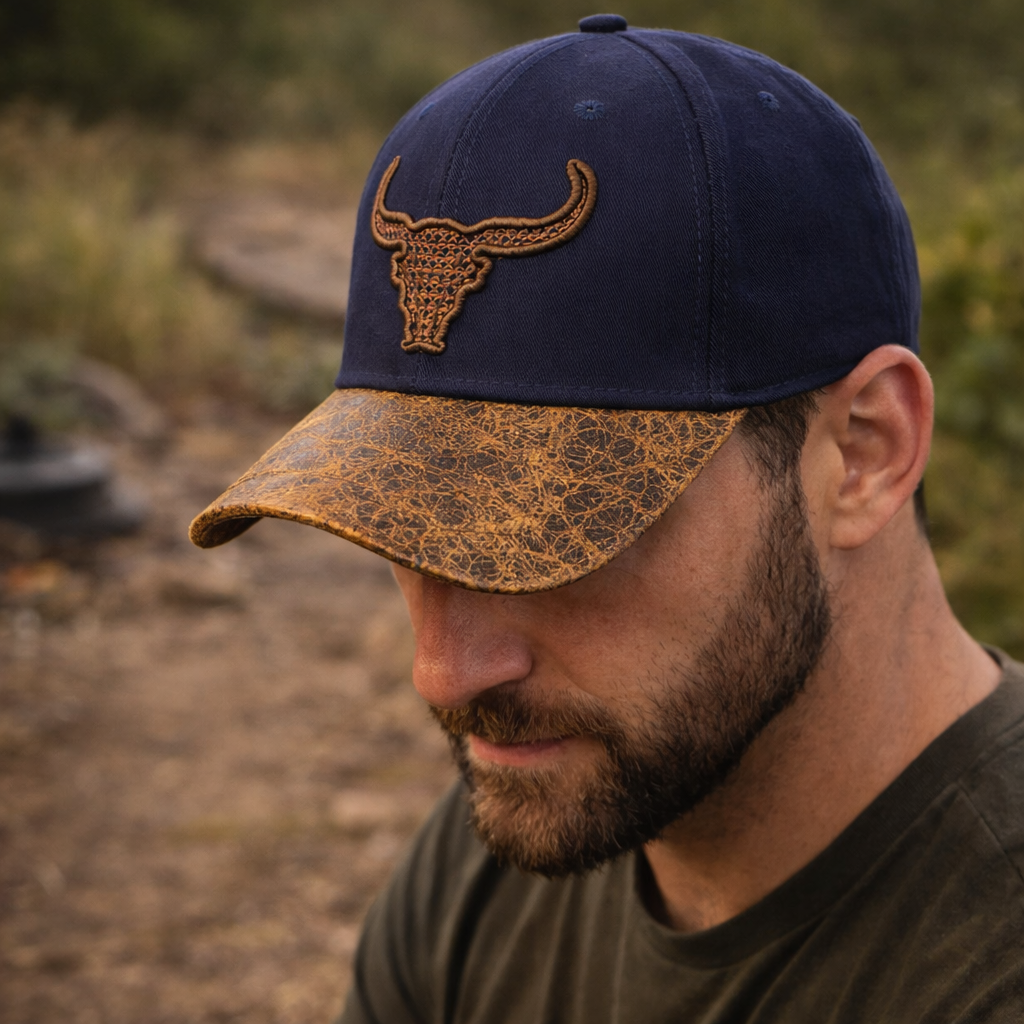 Blue Western Bull  Cap