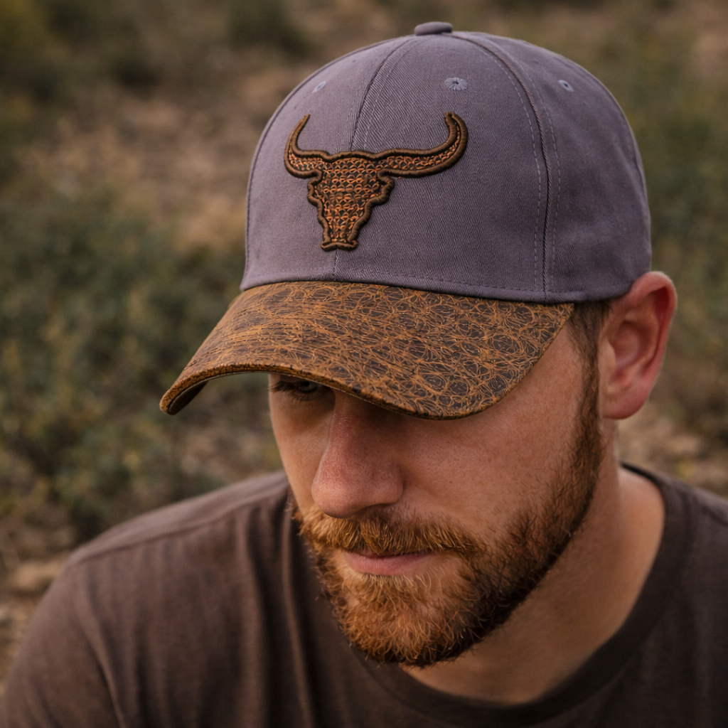 Grey-Purple Western Bull Cap