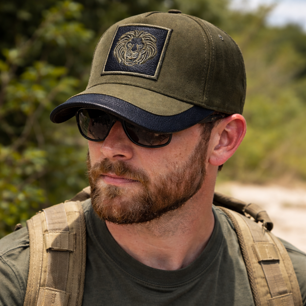 Lion Leather Look Cap