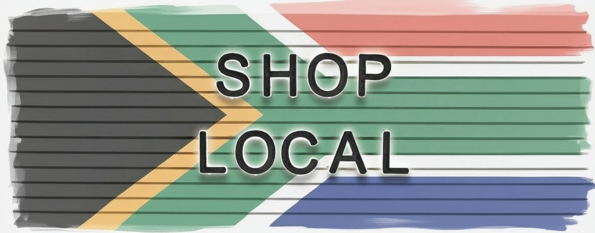 Letter board with 'SHOP LOCAL' text on a striped background